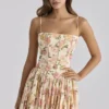 Ysabella Warm Rose Print katoenen midi-zomerjurk