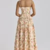 Ysabella Warm Rose Print katoenen midi-zomerjurk
