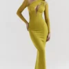 Zahra Chartreuse Plunge Maxi-jurk