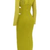 Zahra Chartreuse Plunge Maxi-jurk