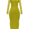 Zahra Chartreuse Plunge Maxi-jurk