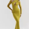 Zahra Chartreuse Plunge Maxi-jurk