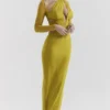 Zahra Chartreuse Plunge Maxi-jurk