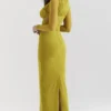 Zahra Chartreuse Plunge Maxi-jurk