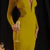 Zahra Chartreuse Plunge Maxi-jurk