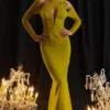 Zahra Chartreuse Plunge Maxi-jurk