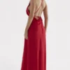 Zanab Red Rose maxi-jurk met split op de dij