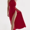 Zanab Red Rose maxi-jurk met split op de dij