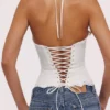 Zizi Witte Halternek Broderie Anglaise Korsetten Top