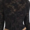 Zoe Zwart kanten corset top met lange mouwen
