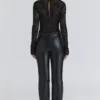 Zoe Zwart kanten corset top met lange mouwen