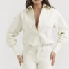 Zuri ivoorkleurig denim overhemd